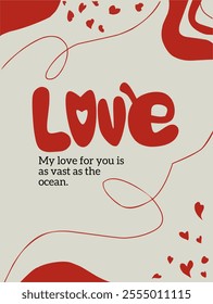 Happy Valentine's Day. Vector illustration. Flat red paper hearts with love words. Cute love promo banners or love greeting cards.