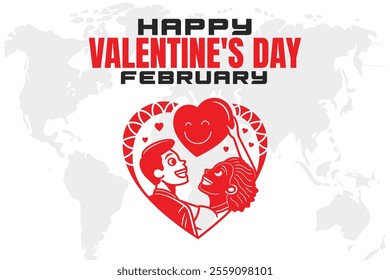 happy VALENTINE'S DAY Vector Illustration background on february