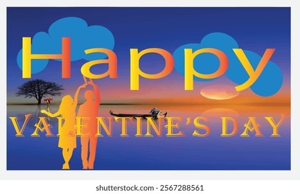 Happy Valentines Day vector illustration. Romantic design for celebrating valentine's Day on 14 February. Wallpaper, flyer, poster, sticker,