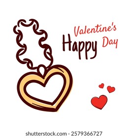 Happy Valentine's Day. Vector illustration for a postcard, poster, banner. A precious piece of jewelry, a gift for a woman in the form of a heart.