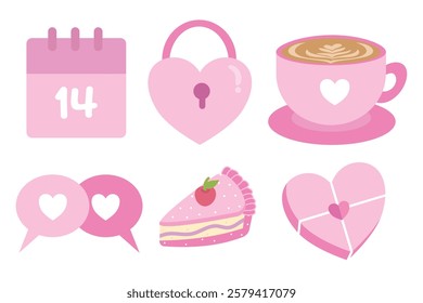 Happy valentine's day vector illustration set. Suitable for decorative elements for invitation, greeting card, postcard, clip art, sticker, etc