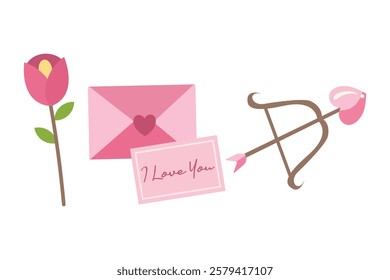Happy valentine's day vector illustration set. Suitable for decorative elements for invitation, greeting card, postcard, clip art, sticker, etc