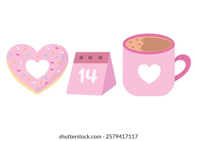 Happy valentine's day vector illustration set. Suitable for decorative elements for invitation, greeting card, postcard, clip art, sticker, etc