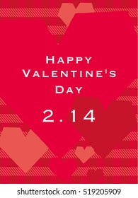 Happy Valentine's day. Vector illustration on the red background with hearts. Great holiday card for the day of lovers. Elements for design.