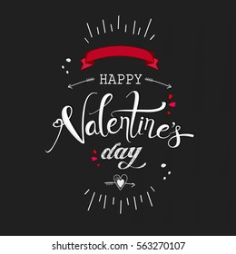Happy Valentine's Day, Vector Illustration based on Line Art pattern and Ribbon design.