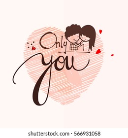 Happy Valentine's Day Vector Illustration, Greeting Card design based on Line Art pattern.