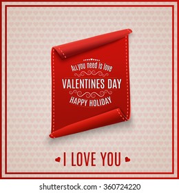 Happy Valentines Day vector illustration,banner,scroll