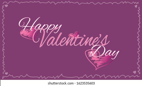 Happy valentine's day vector for invites, promotions and cards. Text with hand drawn gradient hearts 