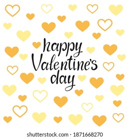 Happy Valentine's Day vector lettering on white background. Handwritten design element for card, poster, banner. Isolated typography print. Modern calligraphy, hand lettering inscription.