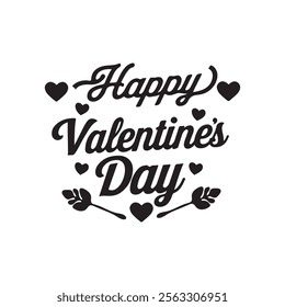 Happy Valentine's Day vector lettering inscription. handwriting Happy Valentine's Day text isolated on a white background.  Happy Valentine's Day typography illustration sticker.