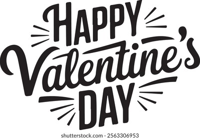 Happy Valentine's Day vector lettering inscription. handwriting Happy Valentine's Day text isolated on a white background.  Happy Valentine's Day typography illustration sticker.