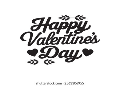 Happy Valentine's Day vector lettering inscription. handwriting Happy Valentine's Day text isolated on a white background.  Happy Valentine's Day typography illustration sticker.