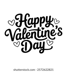 Happy Valentine's Day vector lettering inscription. handwriting Happy Valentine's Day text isolated on a white background. Happy Valentine's Day typography illustration sticker.