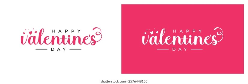 Happy Valentine's Day Vector logo design. Pink color Valentine's Day holiday logo. Valentine, love, loves vector.