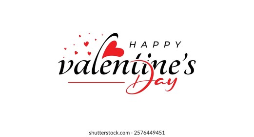 Happy Valentine's Day Vector logo design. Red Loves Valentine's Day holiday lettering logo. Valentine, love and Loves editable vector.