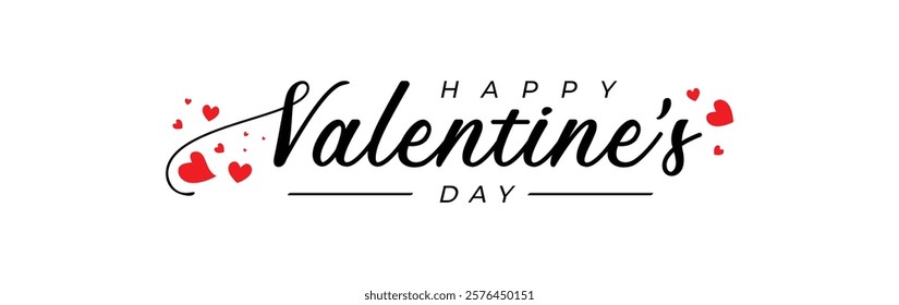 Happy Valentine's Day Vector logo design. Red loves with black lettering Valentine's Day holiday logo.