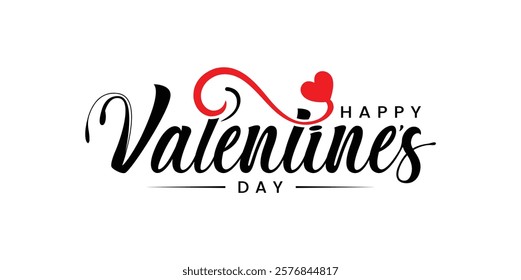 Happy Valentine's Day Vector logo design. Romantic Love Valentine's Day lettering logo. Valentine, love, editable vector design.