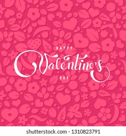 Happy Valentines Day. Vector love background with hearts and flowers postal card set. Creative design for party invitation, greeting card,