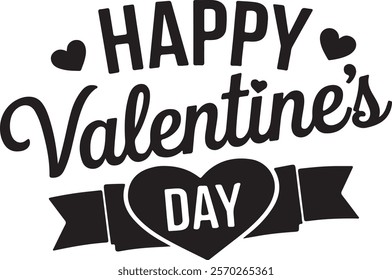 happy Valentine's day vector  Love day quotes and lettering with hearts and cupids white background. Vector illustration.