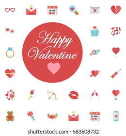 Happy Valentine's Day Vector with Love Icon elements icon on the white background