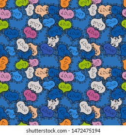 Happy Valentine':s Day. Vector. Perfect design element for wallpaper, textile, wedding invitation. Festive love background. Black, blue, gray. Seamless pattern Beautiful handdrawn seamless with hearts