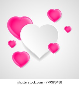 Happy valentines day vector pink paper heart .Creative typography for holiday design Wallpaper, flyers, invitation, posters, brochure, banners, gift card.