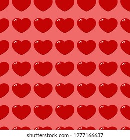Happy Valentine's Day vector seamless pattern. Red heart on an isolated coral background.