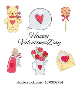Happy Valentines day vector set illustration