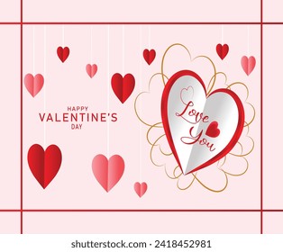 Happy Valentines Day . Vector symbols of love in shape of heart for Happy Valentine's Day,  greeting card design.