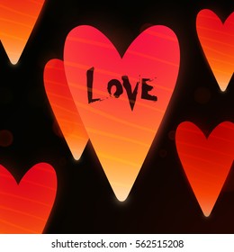 Happy Valentines Day vector template.Flying lantern with inscription Love.Bokeh effect.Eps 10