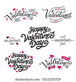 Happy Valentine's Day vector text. Hand lettering text isolated on white background. Set of vector inscriptions. Happy Valentine's Day typography vector design for greeting cards and poster, banner.