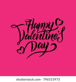 Happy Valentines Day vector text Calligraphic Lettering design card template. Calligraphic handmade lettering. Vector illustration.