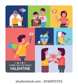 Happy valentines day vector with typographic text and lovely gestures 