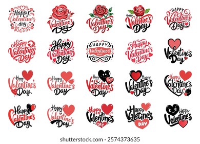 Happy Valentines Day vector. Happy Valentines Day typography vector illustration. Romantic Template design for celebrating valentine's Day on 14 February. Wallpaper, flyer, poster, sticker, banner.
