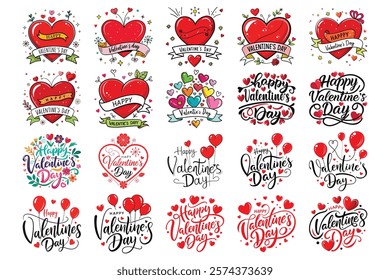 Happy Valentines Day vector. Happy Valentines Day typography vector illustration. Romantic Template design for celebrating valentine's Day on 14 February. Wallpaper, flyer, poster, sticker, banner.