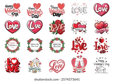 Happy Valentines Day vector. Happy Valentines Day typography vector illustration. Romantic Template design for celebrating valentine's Day on 14 February. Wallpaper, flyer, poster, sticker, banner.