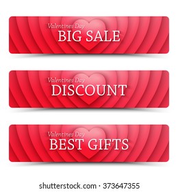 Happy Valentines Day vector web banners. Vector design template. Vector design mock up. Vector typography design. Abstract vector background. Set of vector design elements