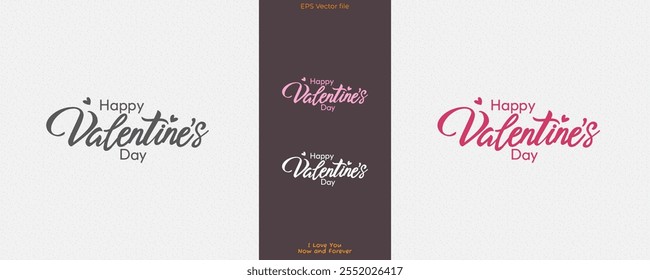 Happy Valentine's day vetor logo text with calligraphy style. isolated on white background