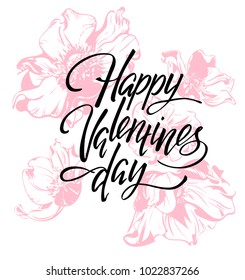 Happy Valentines Day Vintage Card With Vector Lettering