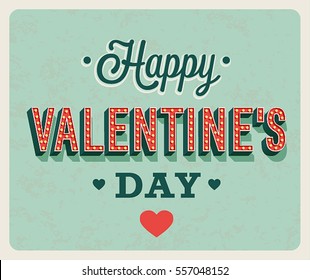 Happy Valentines Day vintage greeting card. Vector illustration.