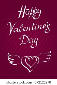 Happy Valentine's Day Vintage Hand Drawing Card With Hearts