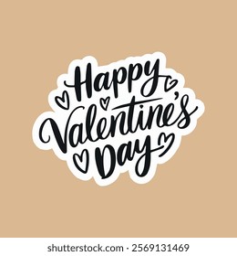 Happy Valentine's Day Vintage Lettering Design with Romantic Elements Vector illustration