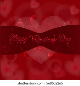 Happy Valentine's Day vintage lettering greeting card on red background with heart