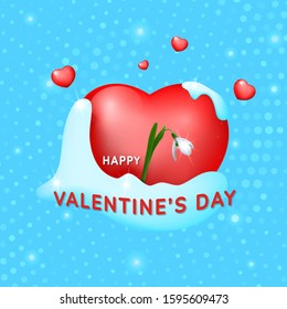 Happy valentines day. A warm heart thaws. Vector illustration.