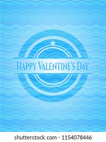 Happy Valentine's Day water wave emblem background.