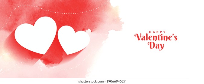 happy valentines day watercolor banner design