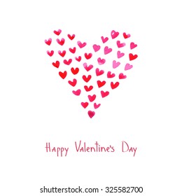 Happy Valentine's Day. Watercolor heart. Vector illustration