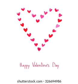 Happy Valentine's Day. Watercolor heart. Vector illustration
