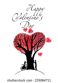 Happy Valentines Day. Watercolor vector background