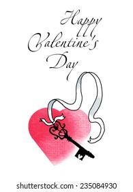 Happy Valentines Day. Watercolor vector background